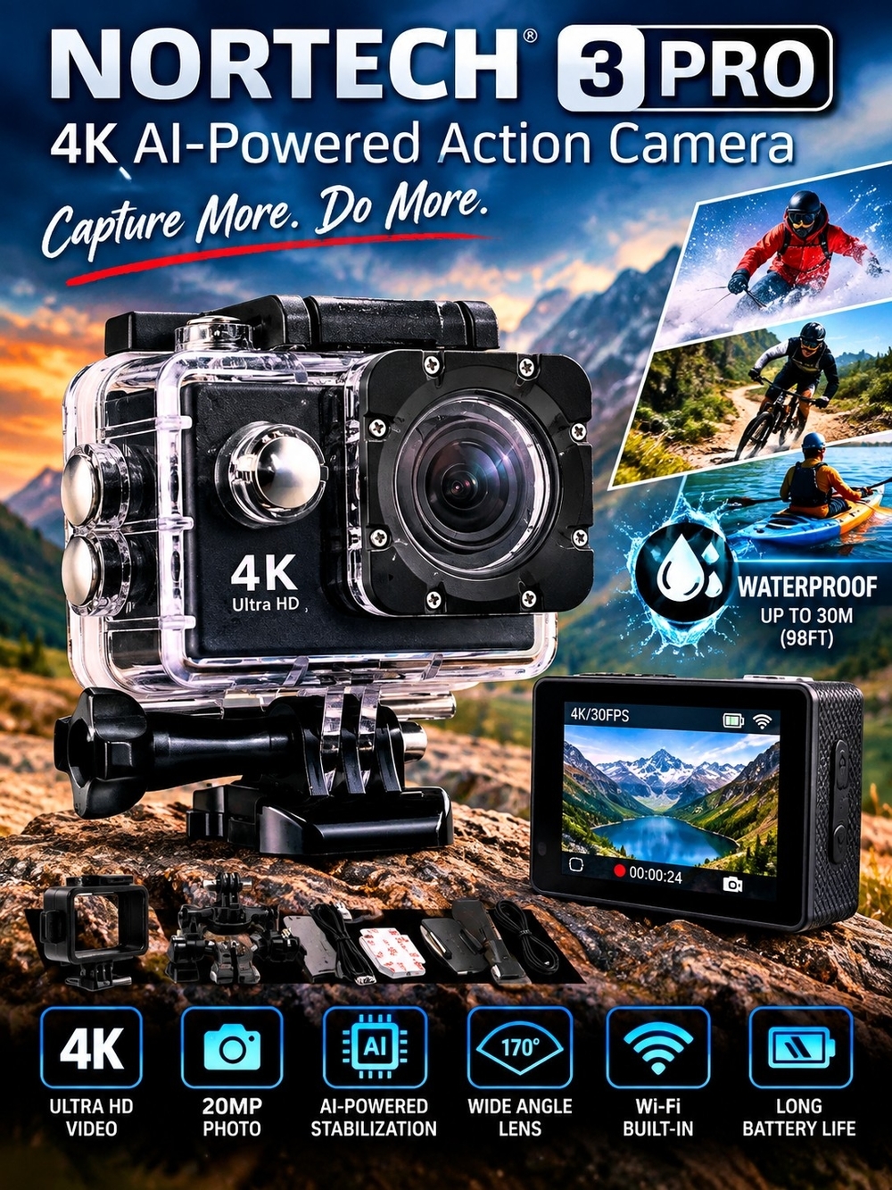 3 Pro 4K Action Camera – Factory Sealed